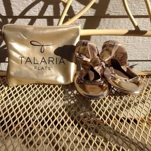 Talaria ballerina fold up flats gold